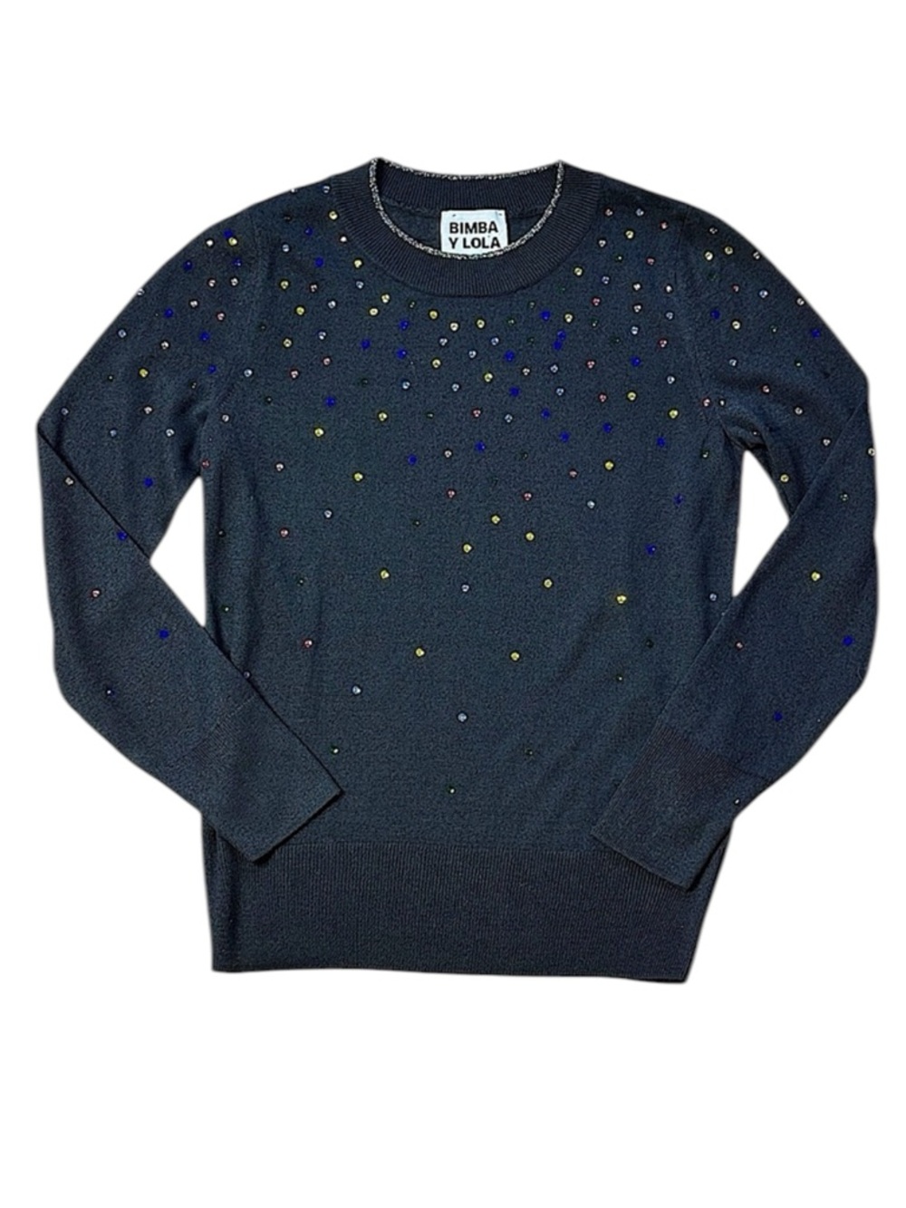 Bimba Y Lola Multicolor Rhinestone Embellished Sweater size XS